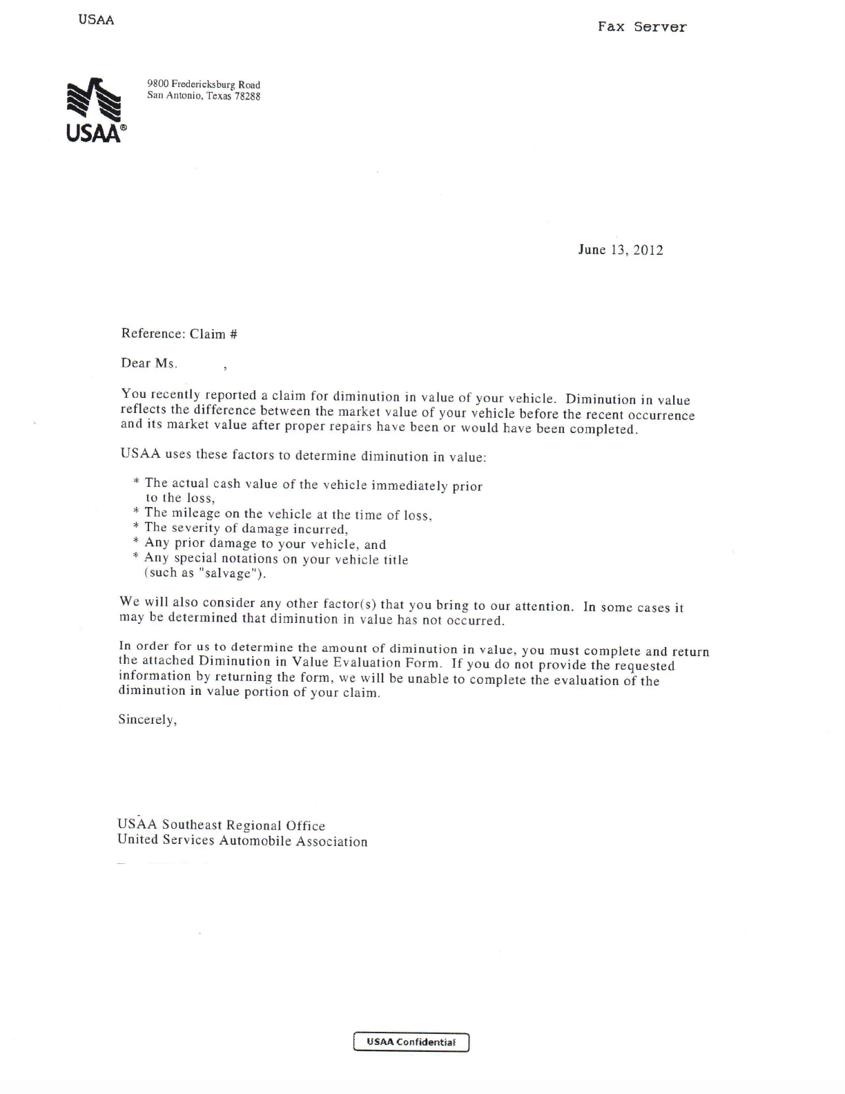 Vehicle Total Loss Letter Sample