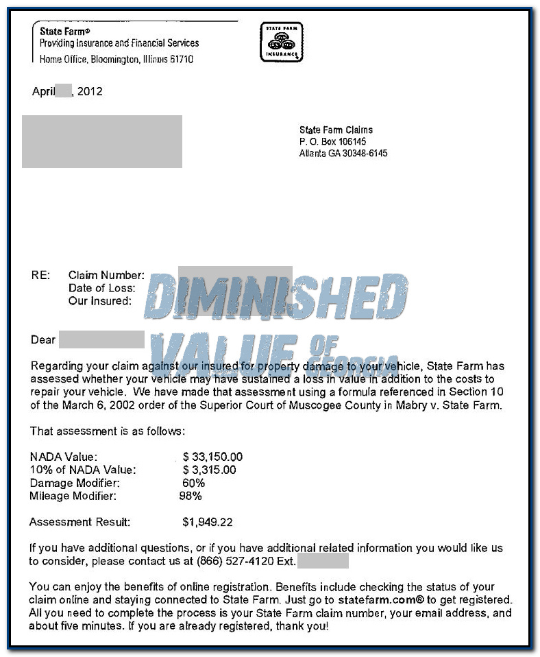 State Farm 17c appraisal Letter Mabry Diminished Value Georgia Car