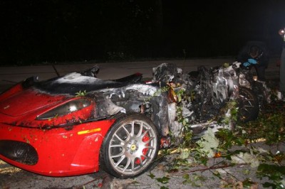 Ferrari-Burnt-Totaled