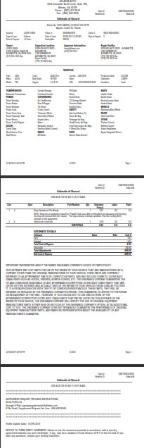 Sample Estimate of Record