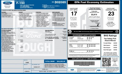 2012 Ford F150 XLT Window Sticker