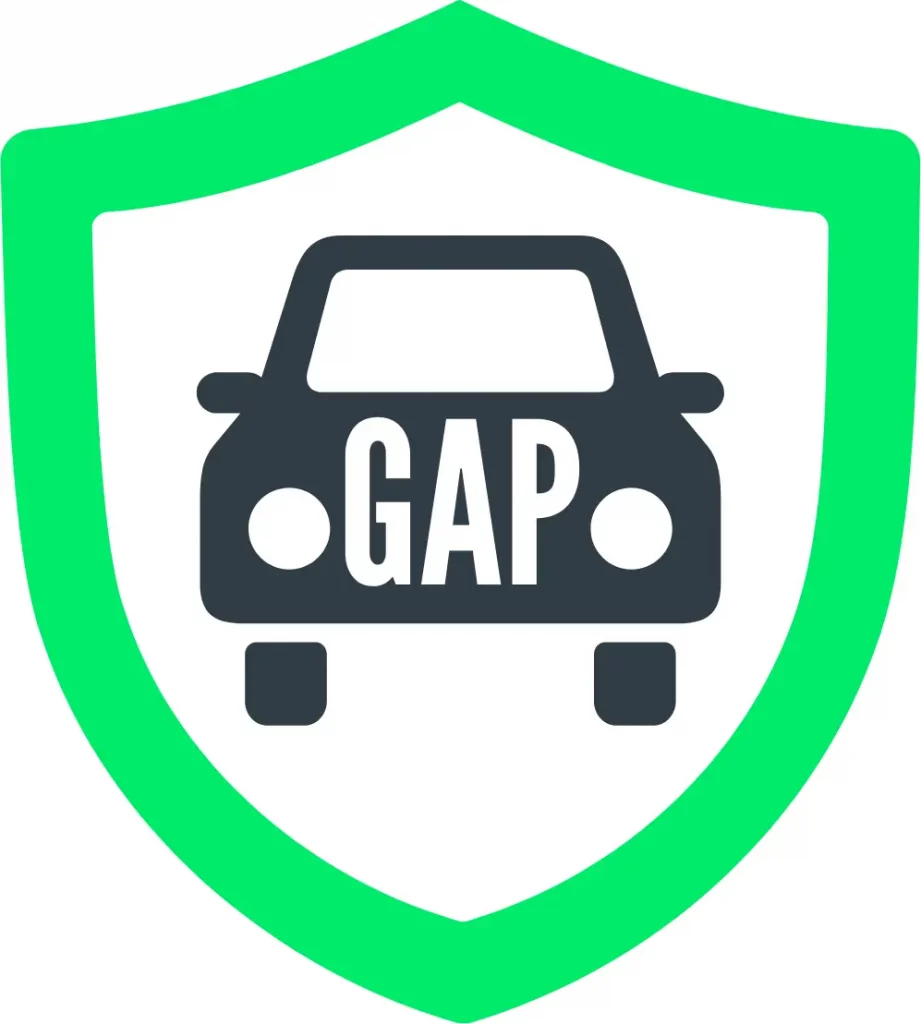 Graphic of GAP insurance protection for leased vehicles, showing shield and car icon.