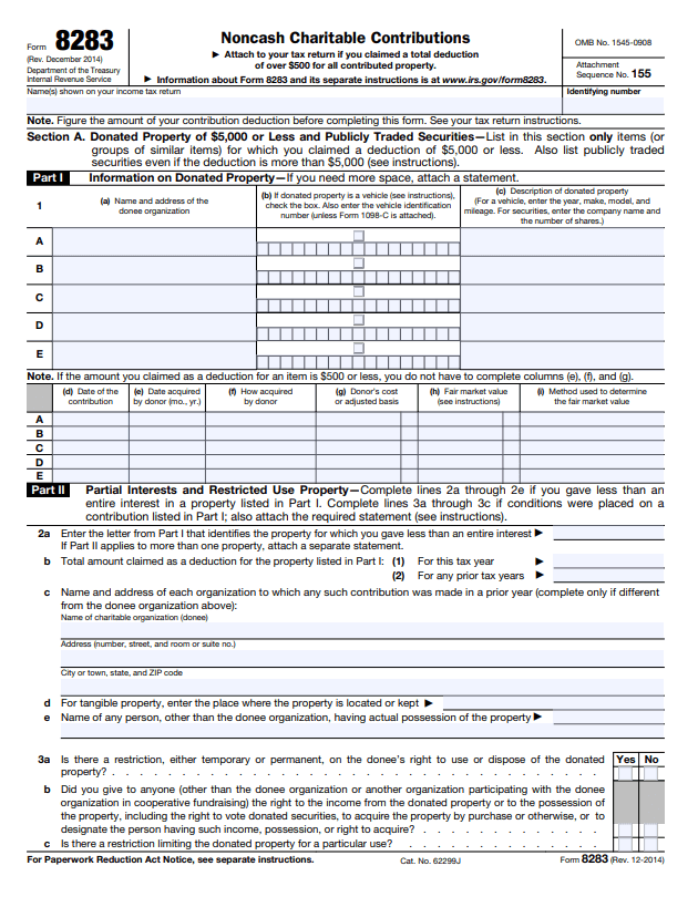 Form 8283 Fillable - Printable Forms Free Online