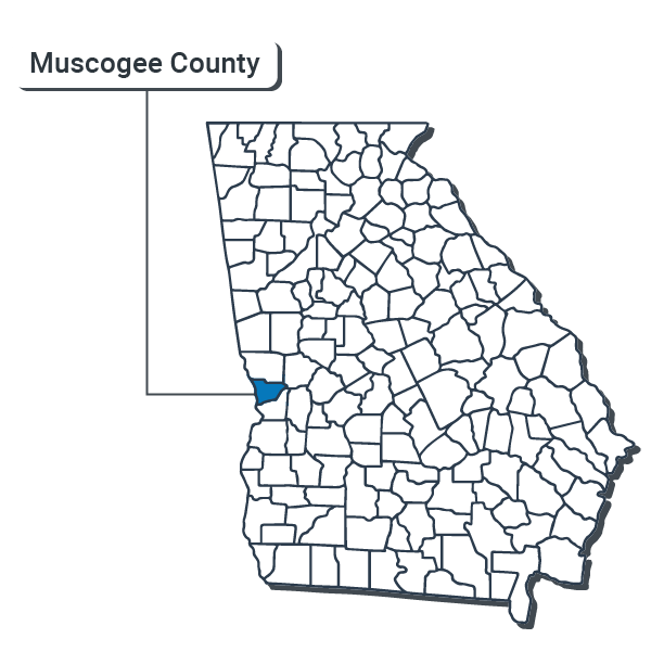 Muscogee County Map Illustration