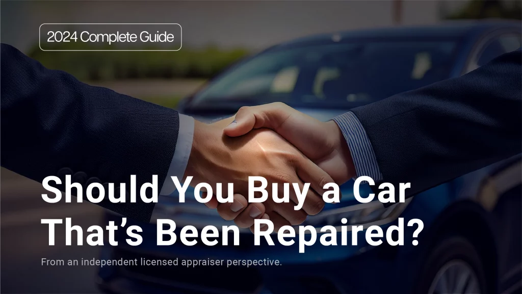 Handshake over a car with text. Should You Buy a Car That’s Been in an Accident?