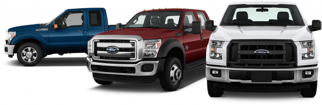 three ford f-150 series side by side